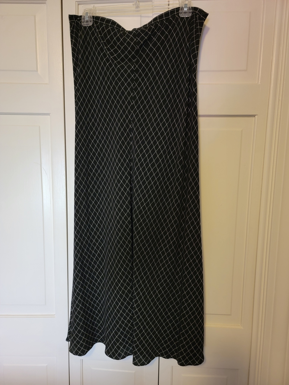 Rena Rowan Black Maxi Skirt with White Diamond Grid Size 14 EUC